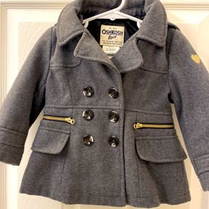 Girls gray OshKosh jacket. 2T hooded.